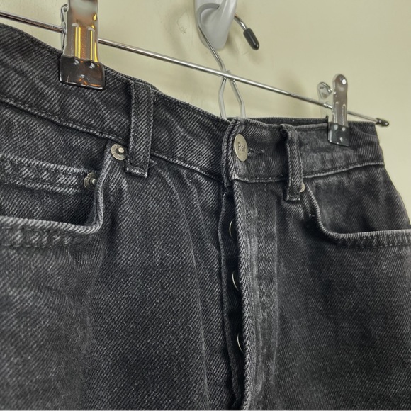 Reformation Cynthia High Rise Straight Jeans Button Fly Washed Black - Picture 7 of 12